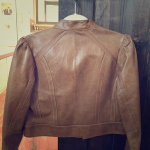 Tan Faux Leather Cropped Jacket